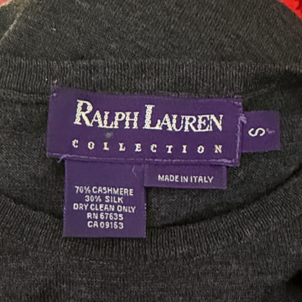 AS IS Ralph Lauren Collection purple label gray long sleeve cashmere silk top - Picture 10 of 10